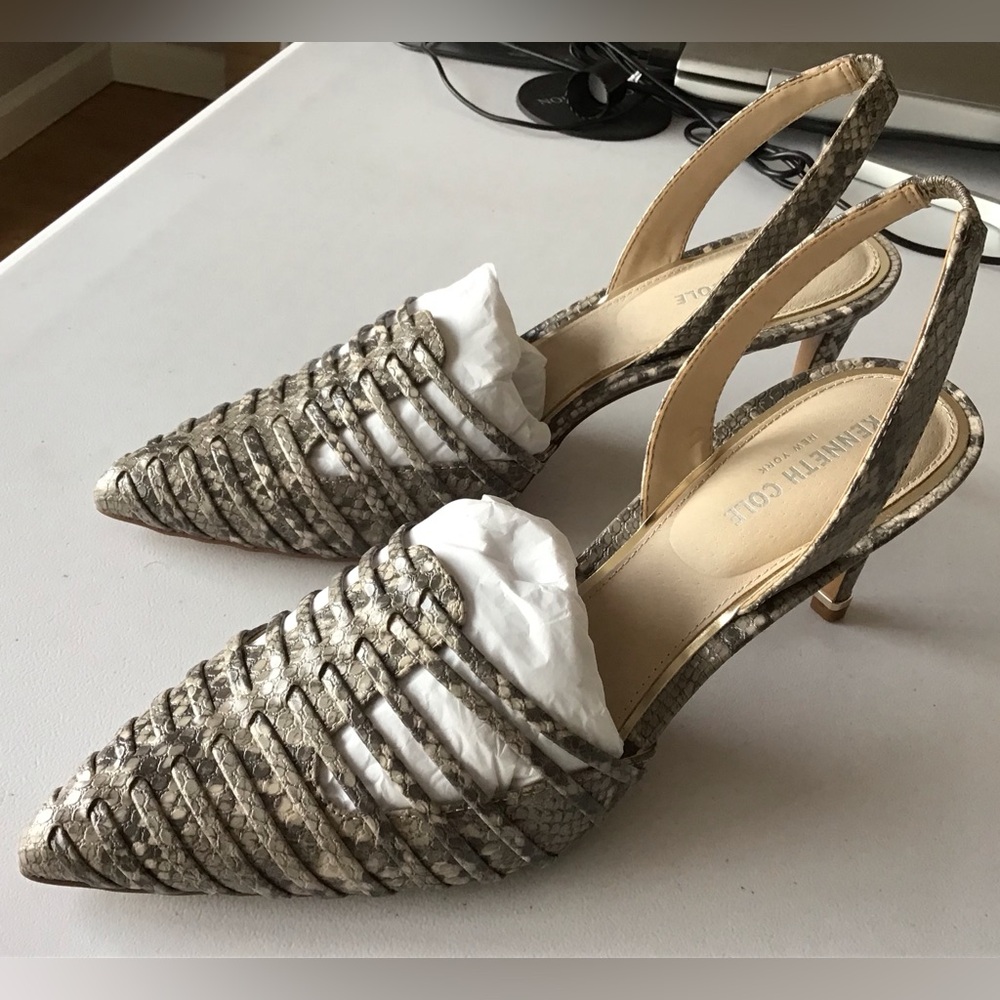 KENNETH COLE Riley 70 Fisher Slingback Snake Print Heels BRAND NEW - S10
